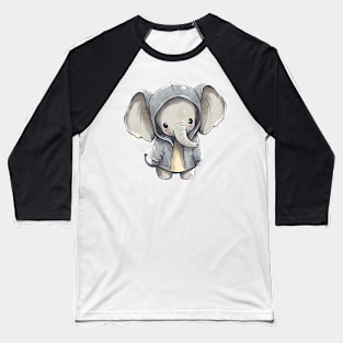 Cartoon Elephant Wearing Hoodie Baseball T-Shirt
